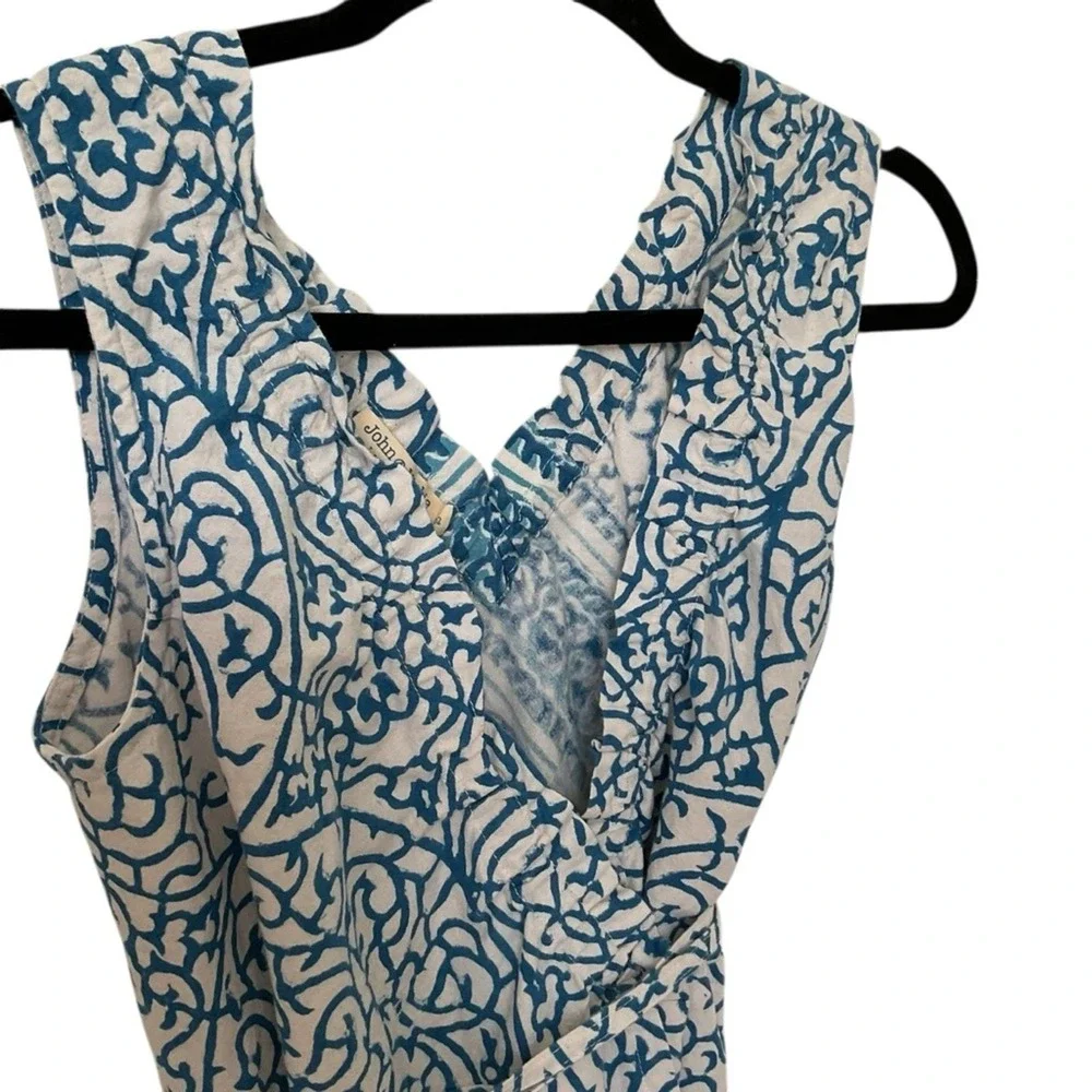 John & Mickie blue and white Print Cotton Maxi Wrap Dress Size 2 - Picture 9 of 14
